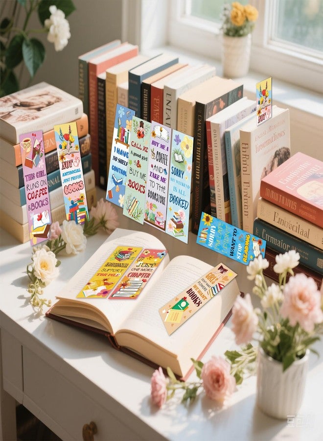 Zhirlyn مجموعة زيرلين المكونة من 100 فاصل كتاب فريد، 10 أنماط بتصميم مزدوج الجوانب لمحبي الكتب، هدايا فواصل الكتب للقراء والطلاب والمعلمين ولوازم المكتب (محبي الكتب) - Image 3